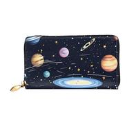 PPTHSNVB Hot Air Balloon Portefeuille pour femme Grande capacité Porte-cartes de crédit Fermeture Éclair Pochette de téléphone Sac à main de voyage pour femme, La famille solaire, Taille unique