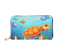 PPTHSNVB Hot Air Balloon Portefeuille pour femme Grande capacité Porte-cartes de crédit Fermeture Éclair Pochette de téléphone Sac à main de voyage pour femme, Tortue et poisson, Taille unique