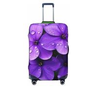 PPTHSNVB Housse de bagage à fleur violette pour valise, housse de protection élastique, résistante à la poussière, anti-rayures, housse de bagage de voyage épaisse, lavable pour bagages de 45,7 à 81,3