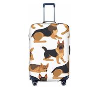 PPTHSNVB Housse de bagage de berger allemand pour valise, housse de protection élastique, anti-poussière, anti-rayures, épaisse, lavable, convient aux bagages de 45,7 à 81,3 cm, Noir , L