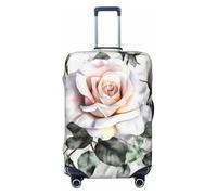 PPTHSNVB Housse de bagage élastique blanche à motif floral rose aquarelle pour valise, protection contre la poussière, anti-rayures, housse de bagage de voyage épaisse, lavable pour bagages de 45,7 à