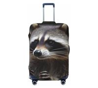 PPTHSNVB Housse de bagage élastique pour valise de 45,7 à 81,3 cm, résistante à la poussière, anti-rayures, épaisse, lavable, motif raton laveur, Noir , M