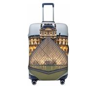 PPTHSNVB Housse de bagage élastique pour valise, musée du Louvre à Paris, protection contre la poussière, les rayures, épaisse, lavable, convient aux bagages de 45,7 à 81,3 cm, Noir , L