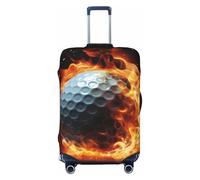 PPTHSNVB Housse de bagage en forme de balle de golf sur le feu pour valise, housse de protection élastique, anti-poussière, anti-rayures, épaisse, lavable, convient aux bagages de 45,7 à 81,3 cm, Noir