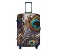 PPTHSNVB Housse de bagage en plumes de paon pour valise, housse de protection élastique, anti-poussière, anti-rayures, épaisse, lavable, convient aux bagages de 45,7 à 81,3 cm, Noir , M