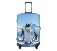 PPTHSNVB Housse de bagage Pingouin Antarctique Ice pour valise, housse de protection élastique, anti-poussière, anti-rayures, épaisse, lavable, convient aux bagages de 45,7 à 81,3 cm, Noir , XL