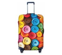 PPTHSNVB Housses de bagage à boutons colorés pour valise, housse de protection élastique, anti-poussière, anti-rayures, housse de bagage de voyage épaisse, lavable pour bagages de 45,7 à 81,3 cm, Noir