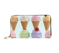 PPTHSNVB Ice Cream Portefeuille pour femme Grande capacité Porte-cartes de crédit Fermeture Éclair Pochette de voyage pour femme, Cônes de glace, Taille unique, Classique