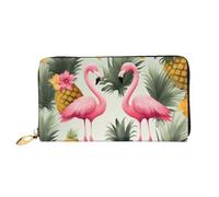 PPTHSNVB Ice Cream Portefeuille pour femme Grande capacité Porte-cartes de crédit Fermeture Éclair Pochette de voyage pour femme, Flamants roses et ananas, Taille unique, Classique