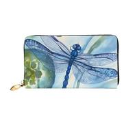 PPTHSNVB Ice Cream Portefeuille pour femme Grande capacité Porte-cartes de crédit Fermeture Éclair Pochette de voyage pour femme, Libellule bleue peinte à la main., Taille unique, Classique
