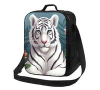 PPTHSNVB Joli sac à déjeuner isotherme avec bandoulière réglable pour femme et homme adulte Motif tigre blanc