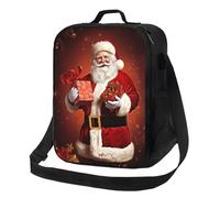 PPTHSNVB Joli sac à déjeuner motif Père Noël pour femme et homme adulte - Sac à déjeuner isotherme étanche réutilisable avec bandoulière réglable pour le travail et les voyages