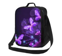 PPTHSNVB Joli sac à déjeuner violet pour femme et homme adulte - Sac à déjeuner isotherme étanche réutilisable avec bandoulière réglable pour le travail et les voyages