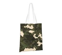 PPTHSNVB Joli sac fourre-tout en toile avec poignées en forme de tigre blanc réutilisable pour femme, Camouflage militaire, One Size