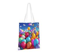 PPTHSNVB Joli sac fourre-tout en toile avec poignées en forme de tigre blanc réutilisable pour femme, Ballons colorés, One Size