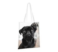 PPTHSNVB Joli sac fourre-tout en toile avec poignées pour femme - Motif carlin noir