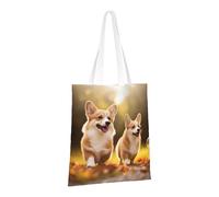 PPTHSNVB Joli sac fourre-tout en toile avec poignées pour femme Motif chien Corgi réutilisable