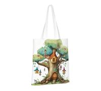 PPTHSNVB Joli sac fourre-tout en toile motif arbre féérique pour femme, sacs d'épicerie réutilisables avec poignées, sacs en tissu