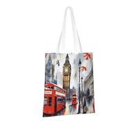 PPTHSNVB London Sac fourre-tout en toile réutilisable avec poignées pour femme