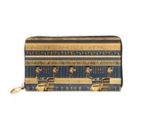 PPTHSNVB Magical Design Portefeuille pour femme Motif runes nordiques boussole Grande capacité Porte-cartes de crédit Fermeture Éclair Pochette de voyage pour femme, Fresques pharaoniques égyptiennes