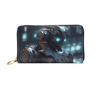 PPTHSNVB Magical Design Portefeuille pour femme Motif runes nordiques boussole Grande capacité Porte-cartes de crédit Fermeture Éclair Pochette de voyage pour femme, Future Robot, Taille unique