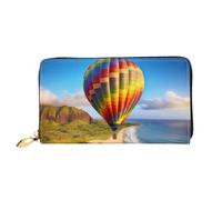 PPTHSNVB Magical Design Portefeuille pour femme Motif runes nordiques boussole Grande capacité Porte-cartes de crédit Fermeture Éclair Pochette de voyage pour femme, Montgolfière hawaïenne, Taille