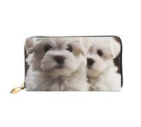 PPTHSNVB Peint Bread Portefeuille pour femme Grande capacité Porte-cartes de crédit Fermeture éclair Pochette de téléphone Sac à main de voyage pour femme, Adorable chiot maltais, Taille unique