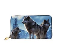 PPTHSNVB Peint Bread Portefeuille pour femme Grande capacité Porte-cartes de crédit Fermeture éclair Pochette de téléphone Sac à main de voyage pour femme, Loups., Taille unique, Classique