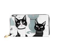 PPTHSNVB Peint Bread Portefeuille pour femme Grande capacité Porte-cartes de crédit Fermeture éclair Pochette de téléphone Sac à main de voyage pour femme, Chats noirs et blancs., Taille unique
