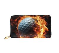 PPTHSNVB Portefeuille coloré pour femme - Grande capacité - Porte-cartes de crédit - Fermeture éclair - Pochette de voyage pour femme, Balle de golf en feu, Taille unique, Classique