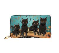 PPTHSNVB Portefeuille coloré pour femme - Grande capacité - Porte-cartes de crédit - Fermeture éclair - Pochette de voyage pour femme, Chats couchés sur le clavier de piano, Taille unique, Classique