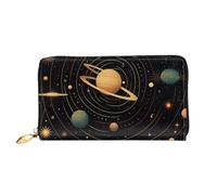 PPTHSNVB Portefeuille coloré pour femme - Grande capacité - Porte-cartes de crédit - Fermeture éclair - Pochette de voyage pour femme, Motif astronomique rétro, Taille unique, Classique