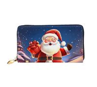 PPTHSNVB Portefeuille de Noël en bois pour femme - Grande capacité - Porte-cartes de crédit - Fermeture éclair - Pochette de voyage pour femme, Père Noël, Taille unique, Classique