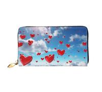 PPTHSNVB Portefeuille de Noël en bois pour femme - Grande capacité - Porte-cartes de crédit - Fermeture éclair - Pochette de voyage pour femme, Cœurs dans le ciel, Taille unique, Classique
