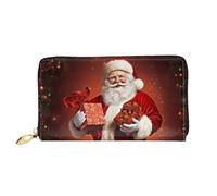 PPTHSNVB Portefeuille de Noël en bois pour femme - Grande capacité - Porte-cartes de crédit - Fermeture éclair - Pochette de voyage pour femme, Adorable Père Noël, Taille unique, Classique