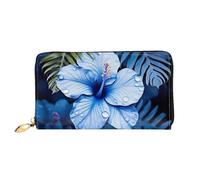 PPTHSNVB Portefeuille de voyage pour femme avec fermeture éclair et porte-cartes de crédit, Fleur bleue tropicale, Taille unique, Classique