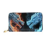 PPTHSNVB Portefeuille de voyage pour femme avec fermeture éclair Motif rayures et roses rouges Grande capacité, Dragons de glace et de feu., Taille unique, Classique