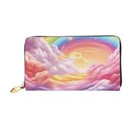 PPTHSNVB Portefeuille de voyage pour femme avec fermeture éclair Motif vache mignonne Grande capacité, Arc-en-ciel coloré., Taille unique, Classique