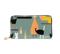 PPTHSNVB Portefeuille de voyage pour femme avec fermeture éclair pour téléphone portable Motif avion de la guerre mondiale, Chats d'art moderne du milieu du siècle, Taille unique, Classique