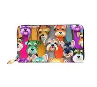 PPTHSNVB Portefeuille de voyage pour femme avec fermeture éclair pour téléphone portable Motif avion de la guerre mondiale, Chiens Schnauzer mignons à l'huile, Taille unique, Classique