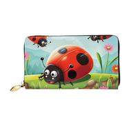PPTHSNVB Portefeuille de voyage pour femme avec motif notes de musique sur vieux papier, grande capacité, porte-cartes de crédit, fermeture éclair, pochette pour téléphone, Paysage coccinelle, Taille