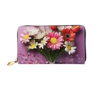 PPTHSNVB Portefeuille de voyage pour femme Giraffe at sunset grande capacité avec fermeture éclair, Fleurs fraîches., Taille unique, Classique