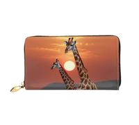 PPTHSNVB Portefeuille de voyage pour femme Giraffe at sunset grande capacité avec fermeture éclair, Girafe au coucher du soleil., Taille unique, Classique