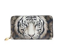 PPTHSNVB Portefeuille de voyage pour femme Motif astronaute noir sur fond bleu Grande capacité, Motif tête de tigre blanc, Taille unique, Classique