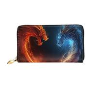 PPTHSNVB Portefeuille de voyage pour femme Motif dragons de feu et glace Grande capacité avec fermeture éclair, Dragons Fire and Ice, Taille unique, Classique