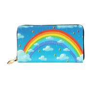 PPTHSNVB Portefeuille d'été pour femme avec fermeture éclair et marguerites - Grande capacité - Porte-cartes de crédit - Pochette de voyage pour femme, Rainbow Clouds Raindrop, Taille unique