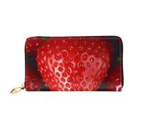 PPTHSNVB Portefeuille d'été pour femme avec fermeture éclair et marguerites - Grande capacité - Porte-cartes de crédit - Pochette de voyage pour femme, Fraise rouge, Taille unique, Classique