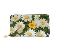 PPTHSNVB Portefeuille d'été pour femme avec fermeture éclair et marguerites - Grande capacité - Porte-cartes de crédit - Pochette de voyage pour femme, Fleurs d’été., Taille unique, Classique