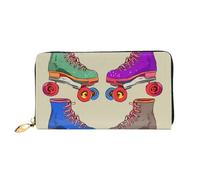 PPTHSNVB Portefeuille d'été pour femme avec fermeture éclair et marguerites - Grande capacité - Porte-cartes de crédit - Pochette de voyage pour femme, Patins à roulettes colorés., Taille unique