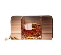 PPTHSNVB Portefeuille pour femme avec clés de piano vertes et blanches - Grande capacité - Porte-cartes de crédit - Fermeture éclair - Pochette de voyage pour femme, Liqueur brune dans une tasse